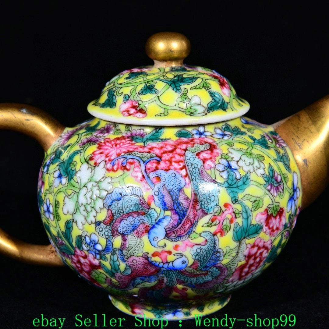 4" YongZheng Marked Colour Enamel Porcelain Gilt Flower Pattern Butterfly Teapot | eBay
