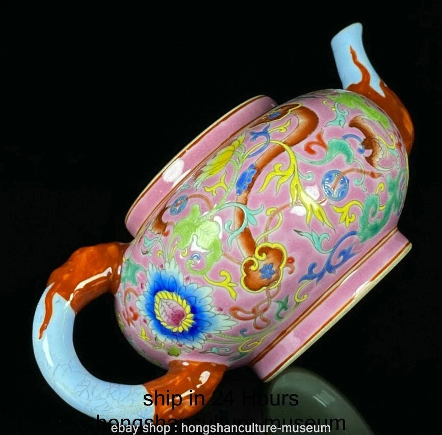 7.6" Qing Yongzheng Marked Enamel Porcelain Flower Leaf Pattern Wine Tea Pot | eBay