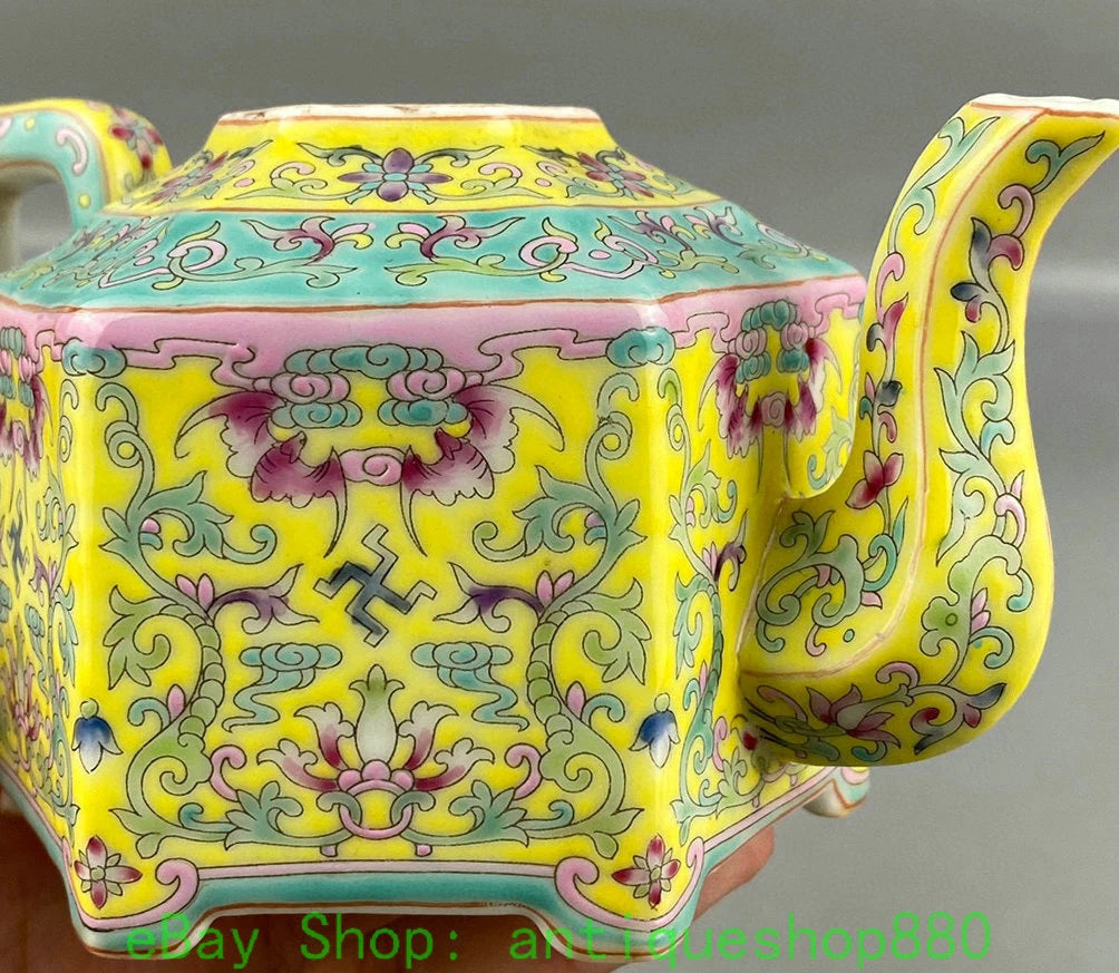 6'' Yongzheng Marked Yellow Glaze Enamel Colour Porcelain Wine Tea Pot Flagon | eBay