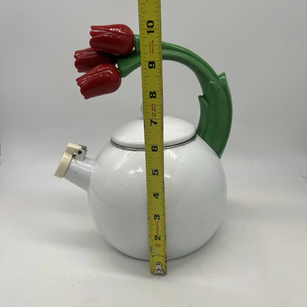 Ancona Kettle 3 Red Tulips Enamel Vintage Teapot - Missing Hummingbird | eBay