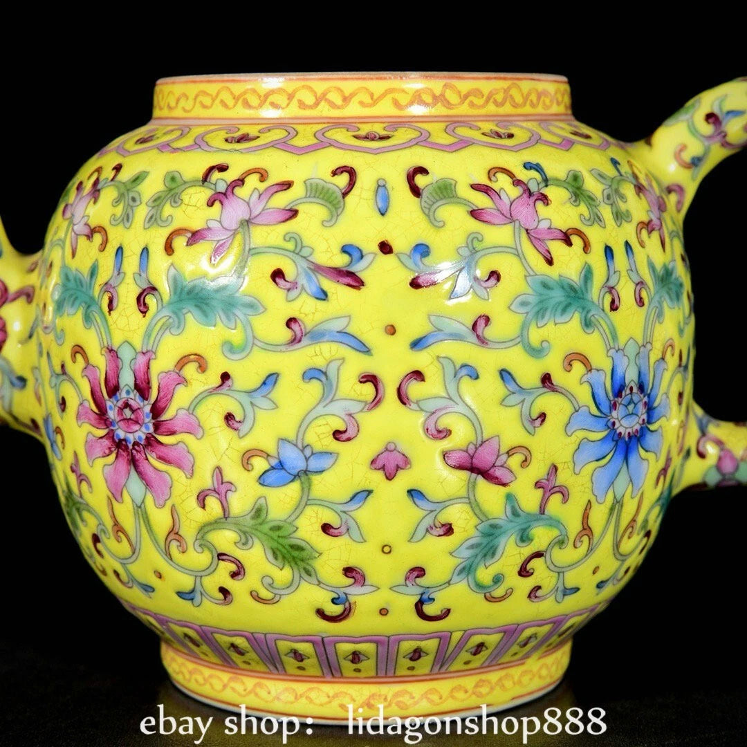 6.8" Qing Yongzheng Marked Enamel Porcelain Flower Leaf Pattern Wine Tea Pot | eBay