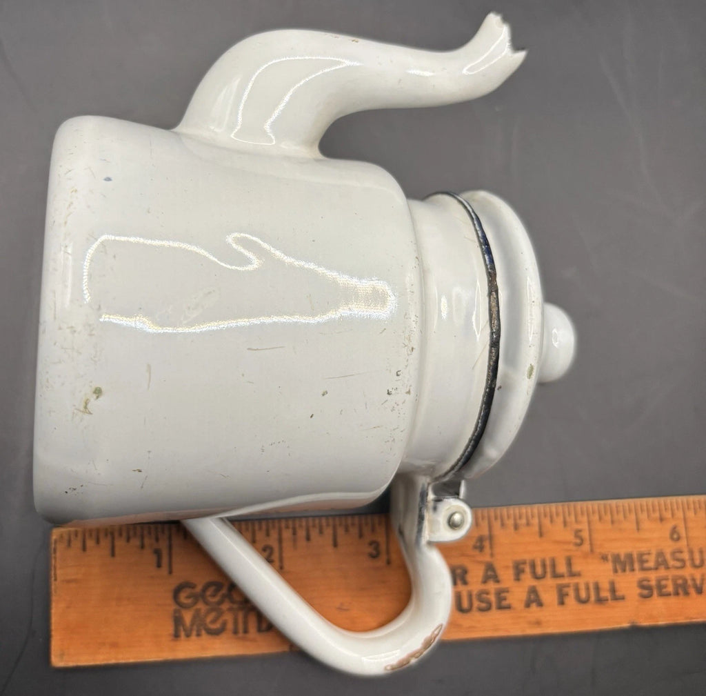 Vintage Miniature White Enamel Teapot Small Tea Kettle w/ Hinged Lid | eBay