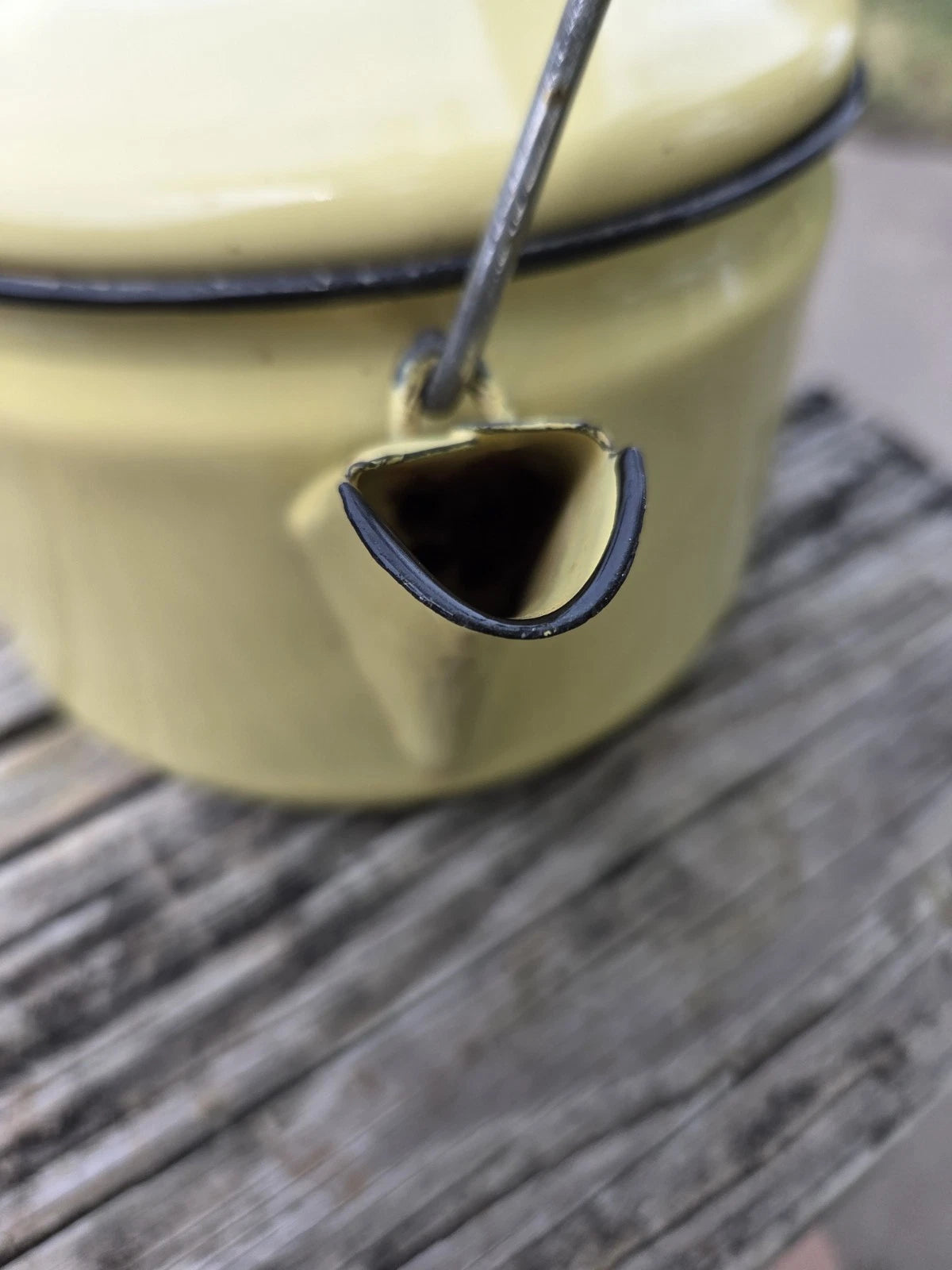 Vintage yellow enamel teapot With Lid Enamelware Bail Handle | eBay