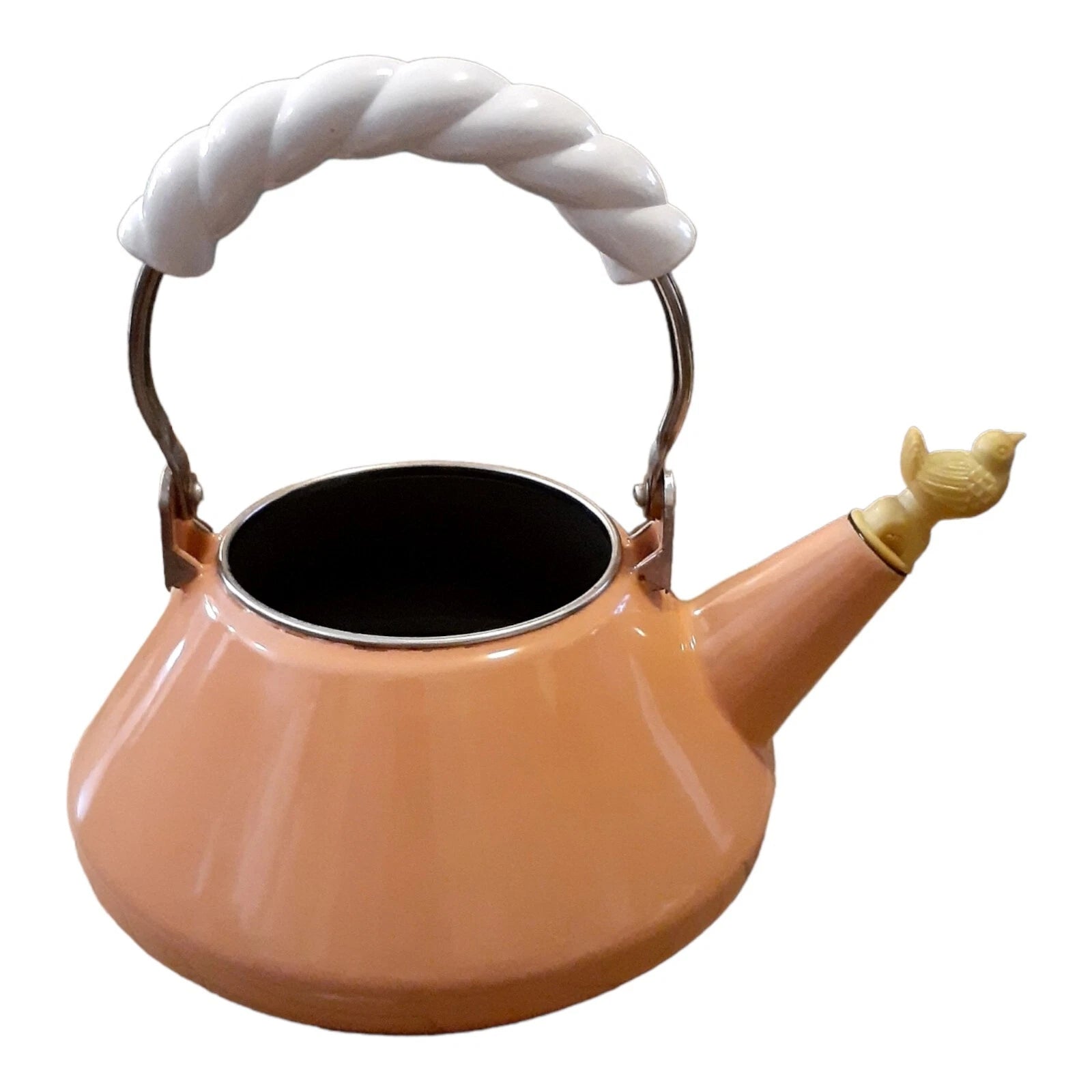 Vtg Pink Enamel Teapot Kettle Wood Handle 1980s Mauve Planter | eBay