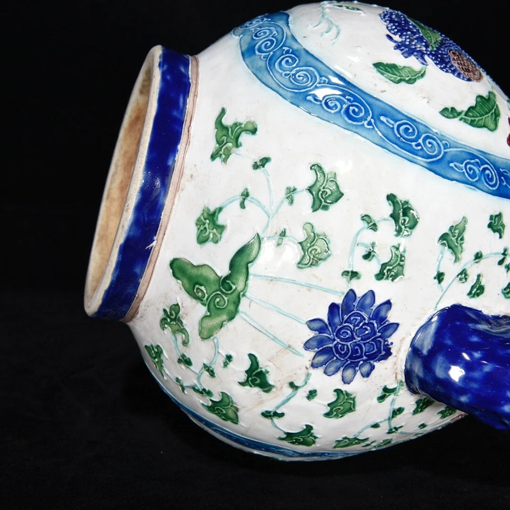 10.2" China Porcelain ming dynasty yongle mark colour enamels peach lotus Teapot | eBay