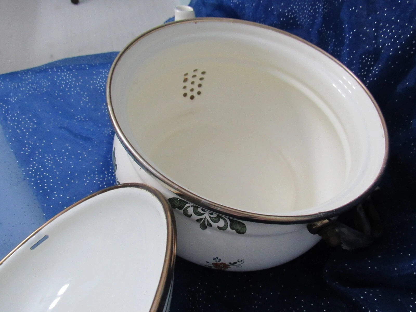 Vtg Enamel Teapot 1980s Porcelain Floral Kettle Tea Pot Farmhouse Ceramic Handle | eBay