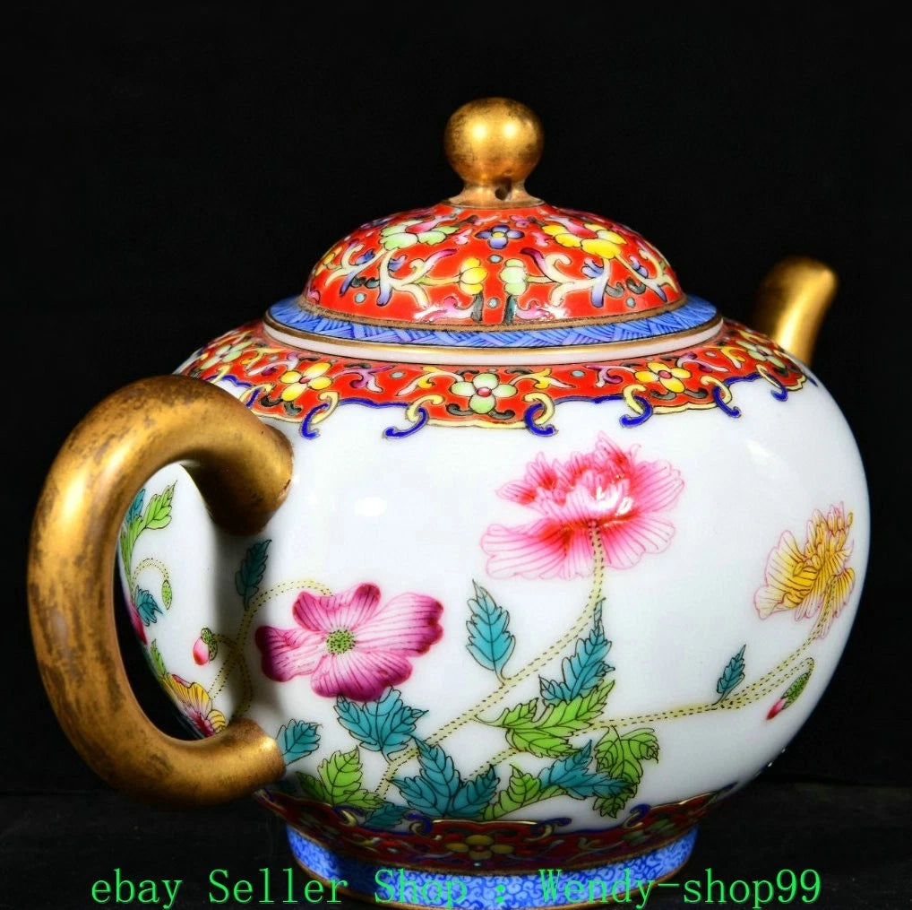 5" YongZheng Marked Colour Enamel Porcelain Gilt Peony Flower Butterfly Teapot | eBay