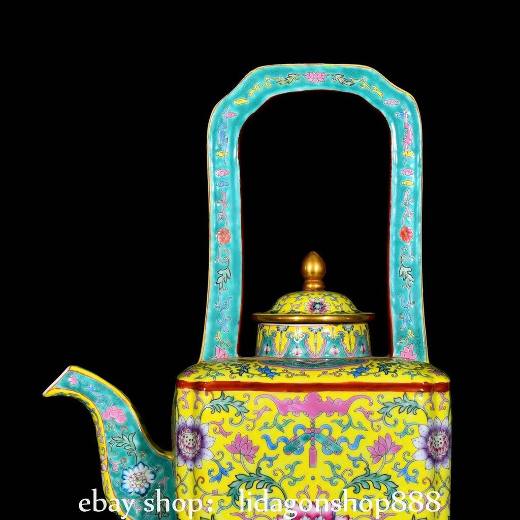 16.4" Yongzheng Marked Enamel Porcelain Flower Leaf Pattern Wine Teapot | eBay