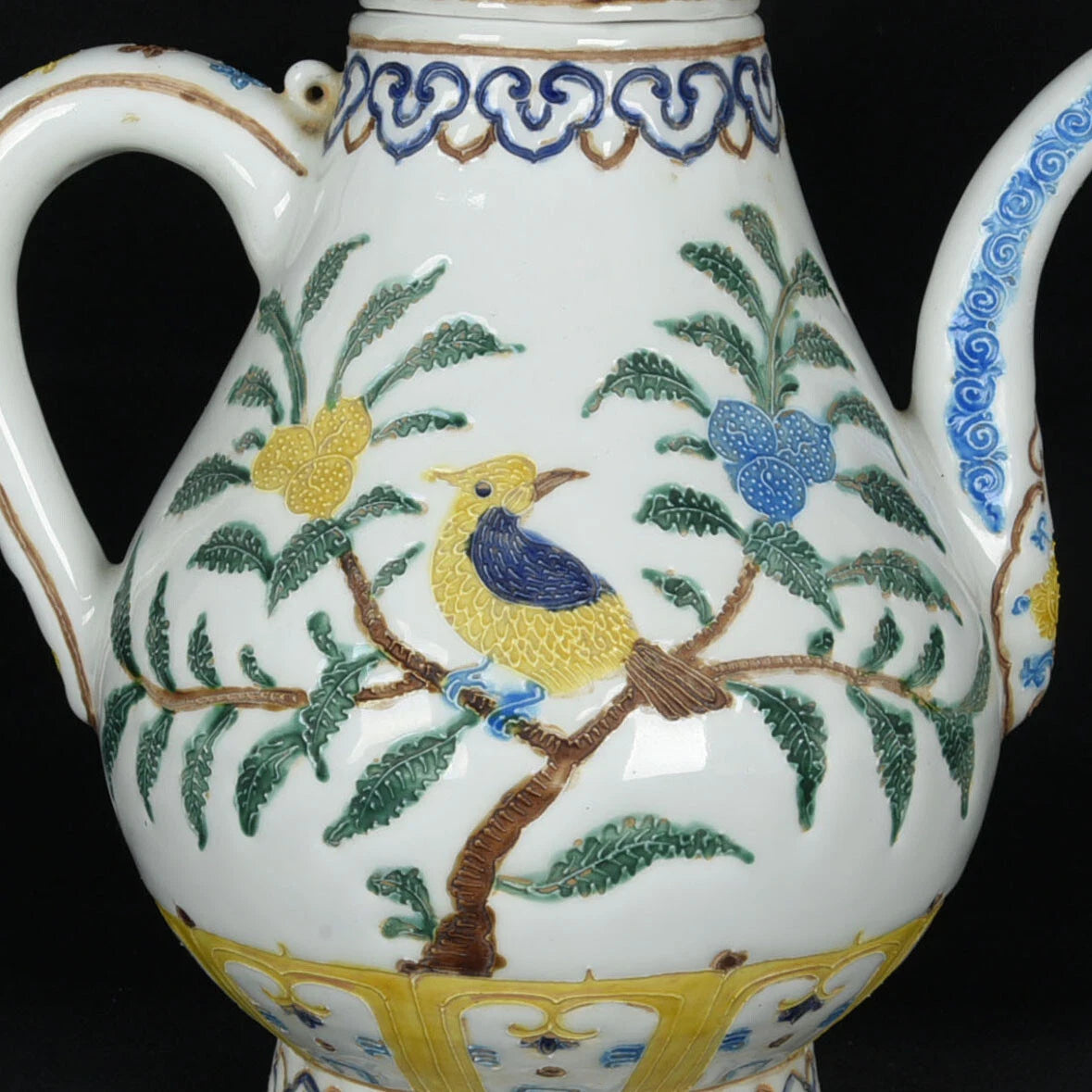 10.2" Old dynasty Porcelain yongle mark colour enamels flower bird Fruits Teapot | eBay