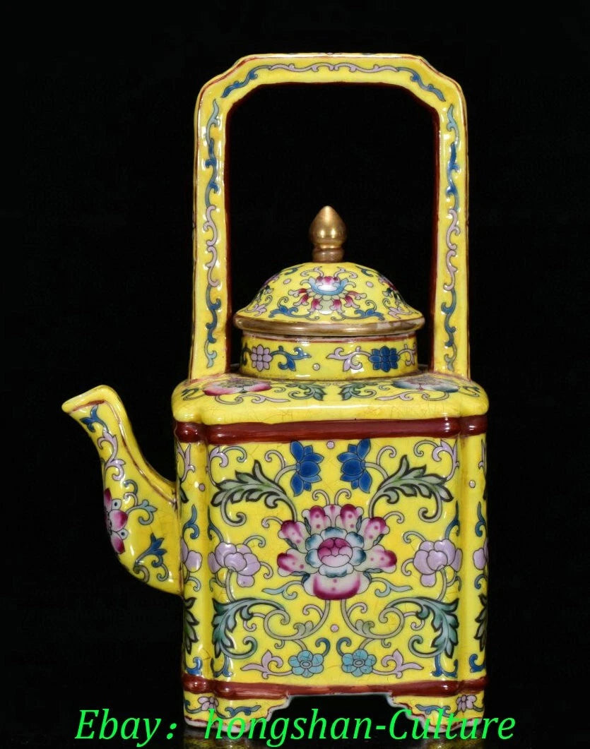 7.8'' Old Qianlong Enamel Colour Porcelain Gilt Flower Pattern Teapot Teakettle | eBay
