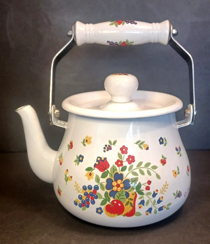 Vintage David Davir Enamel Tea Pot Kettle 5.5" Tall | eBay