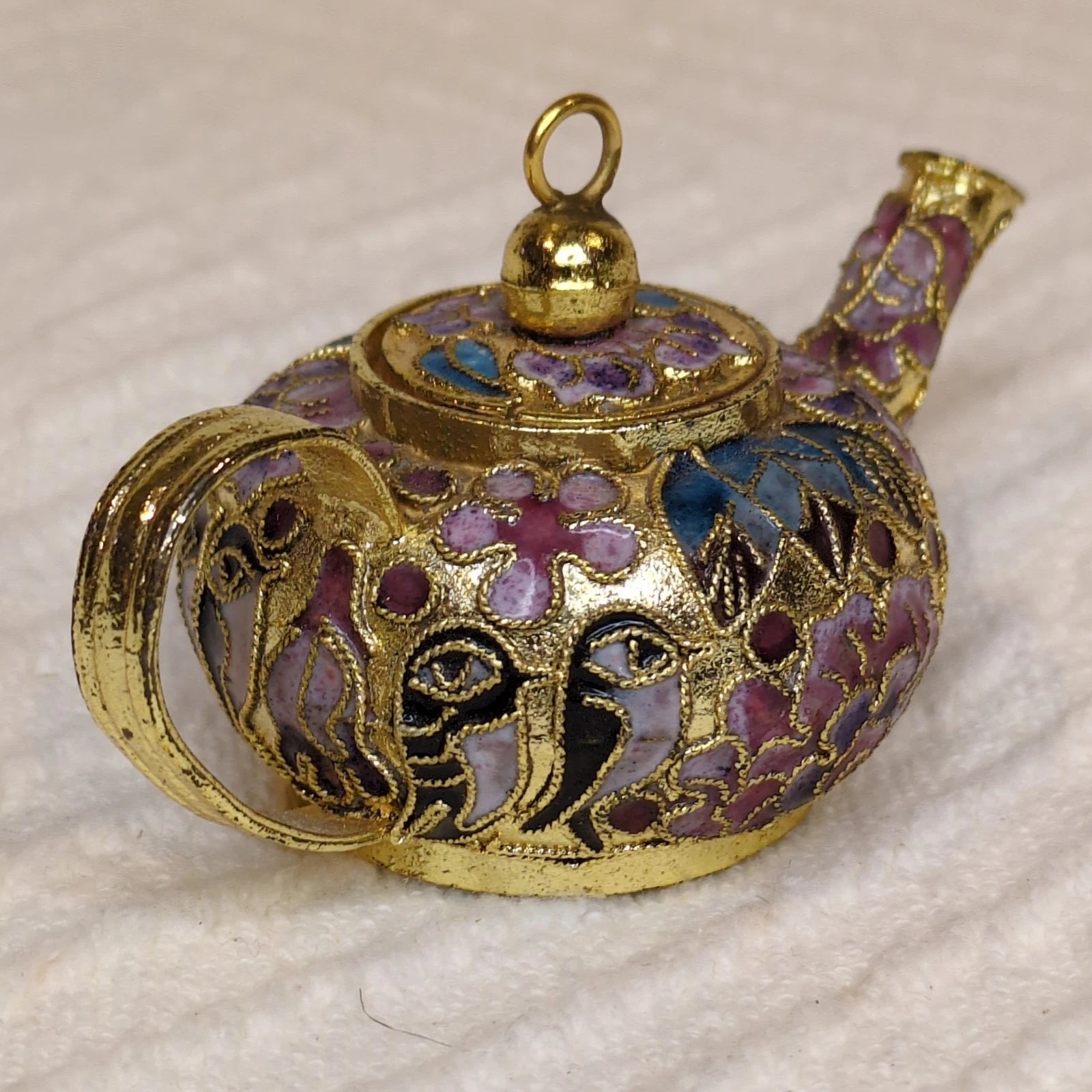 Vintage Cloisonné Porcelain Enamel Miniature Tea Pot With Floral Pattern | eBay
