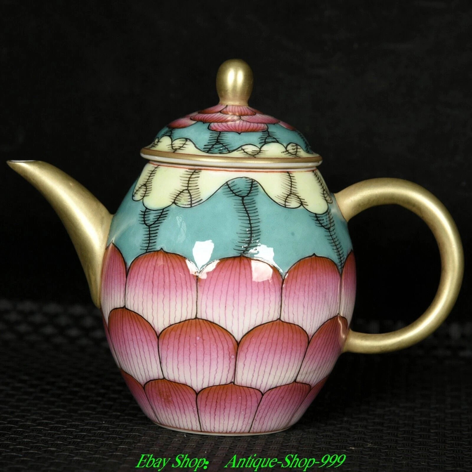 4"Qianlong Marked Enamel Colour Porcelain Gilt Lotus flower Pattern Teapot Plate | eBay