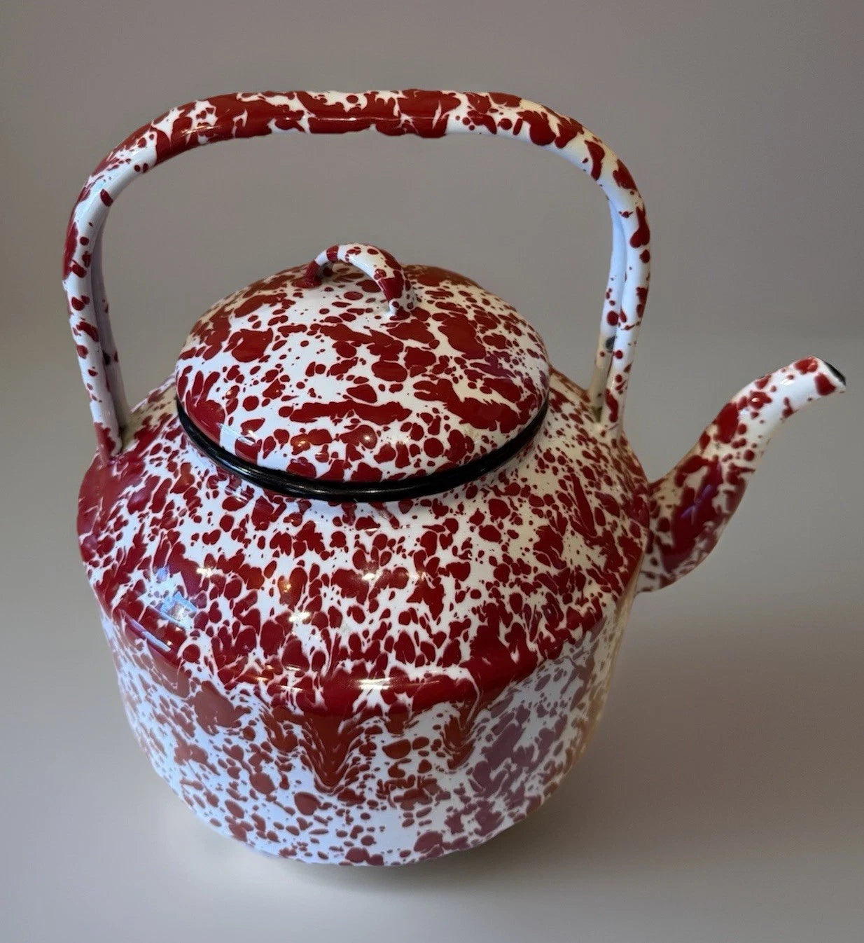 New Fine Enamelware Red & White Teapot CGS International Inc. 8”tall 7”wide L@@K | eBay
