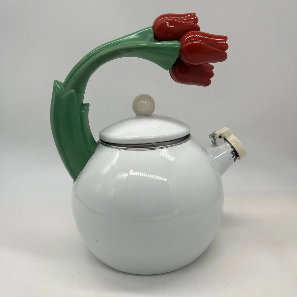 Ancona Kettle 3 Red Tulips Enamel Vintage Teapot - Missing Hummingbird | eBay
