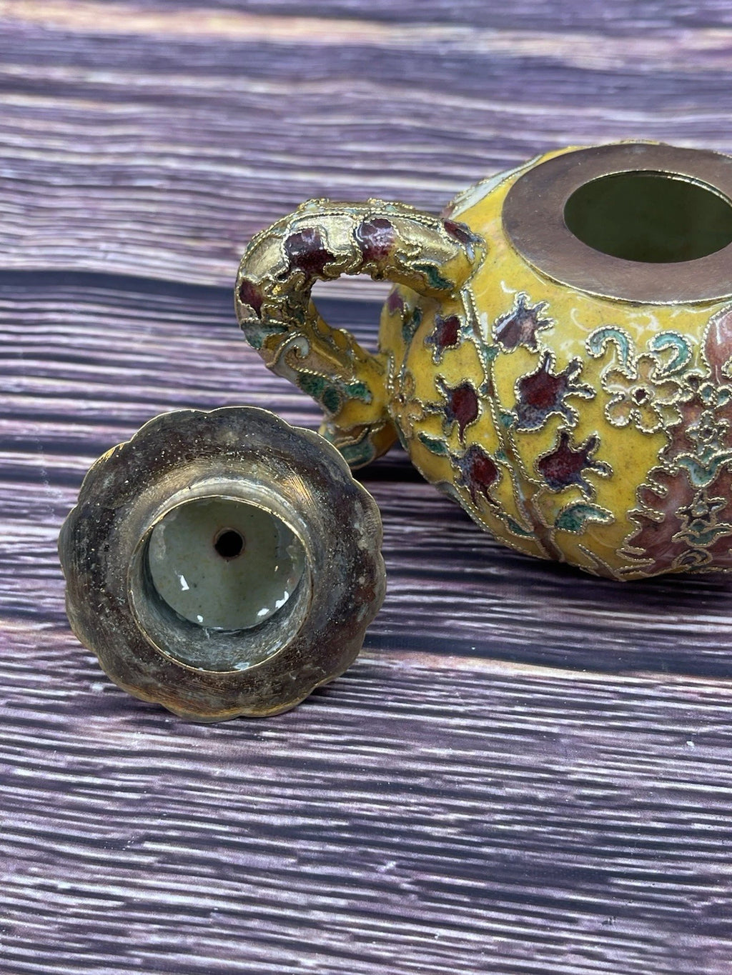 VTG Multi-Colored Cloisonné Miniature Tea Pot With Floral Design | eBay