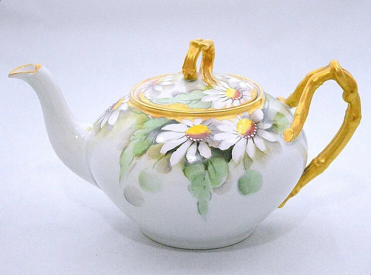 JP Limoges France Hand Painted Daisy Enamel Dot Artist Signed Teapot 117 | eBay