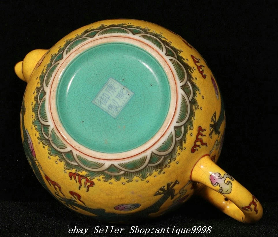 5.9"Old Qing Dynasty Enamel Color Porcelain Dragon Wine Tea Pot Flagon | eBay