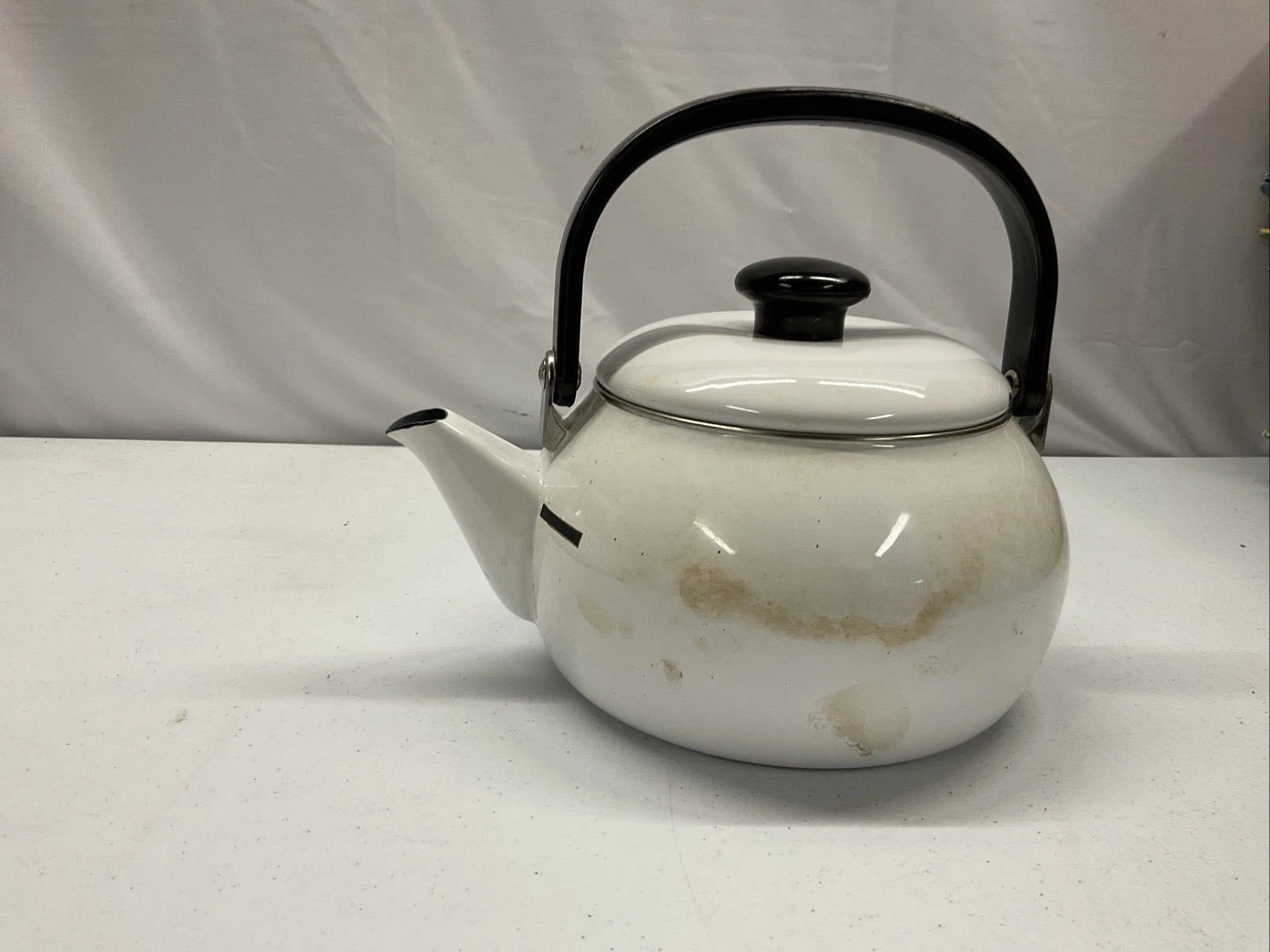 Vintage SIAM FUJI WARE 2.3 Quart TEA POT KETTLE, White Enamel | eBay