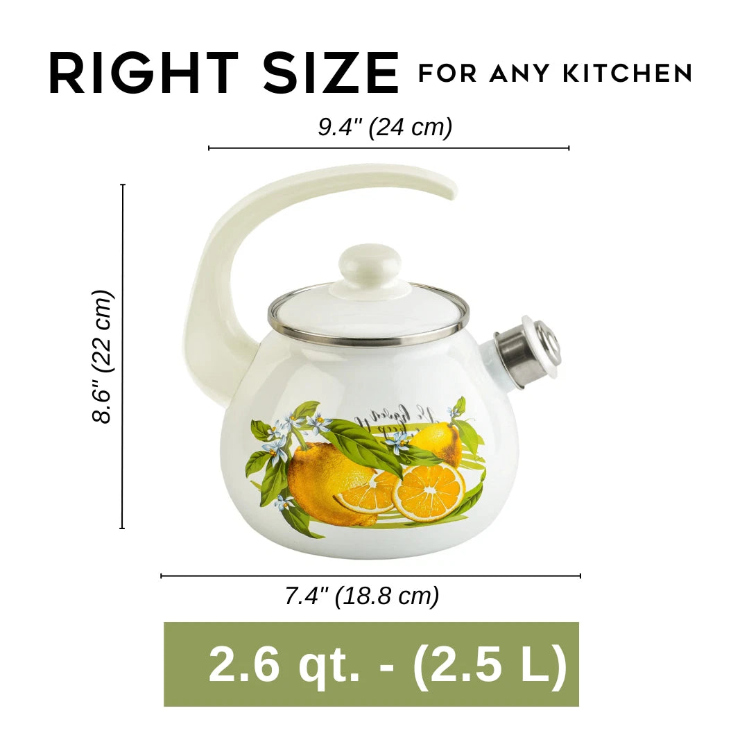 2.7-qt Novomoskovsk Lemon Enamel Kettle with Whistle Vintage Enameled Tea Pot | eBay