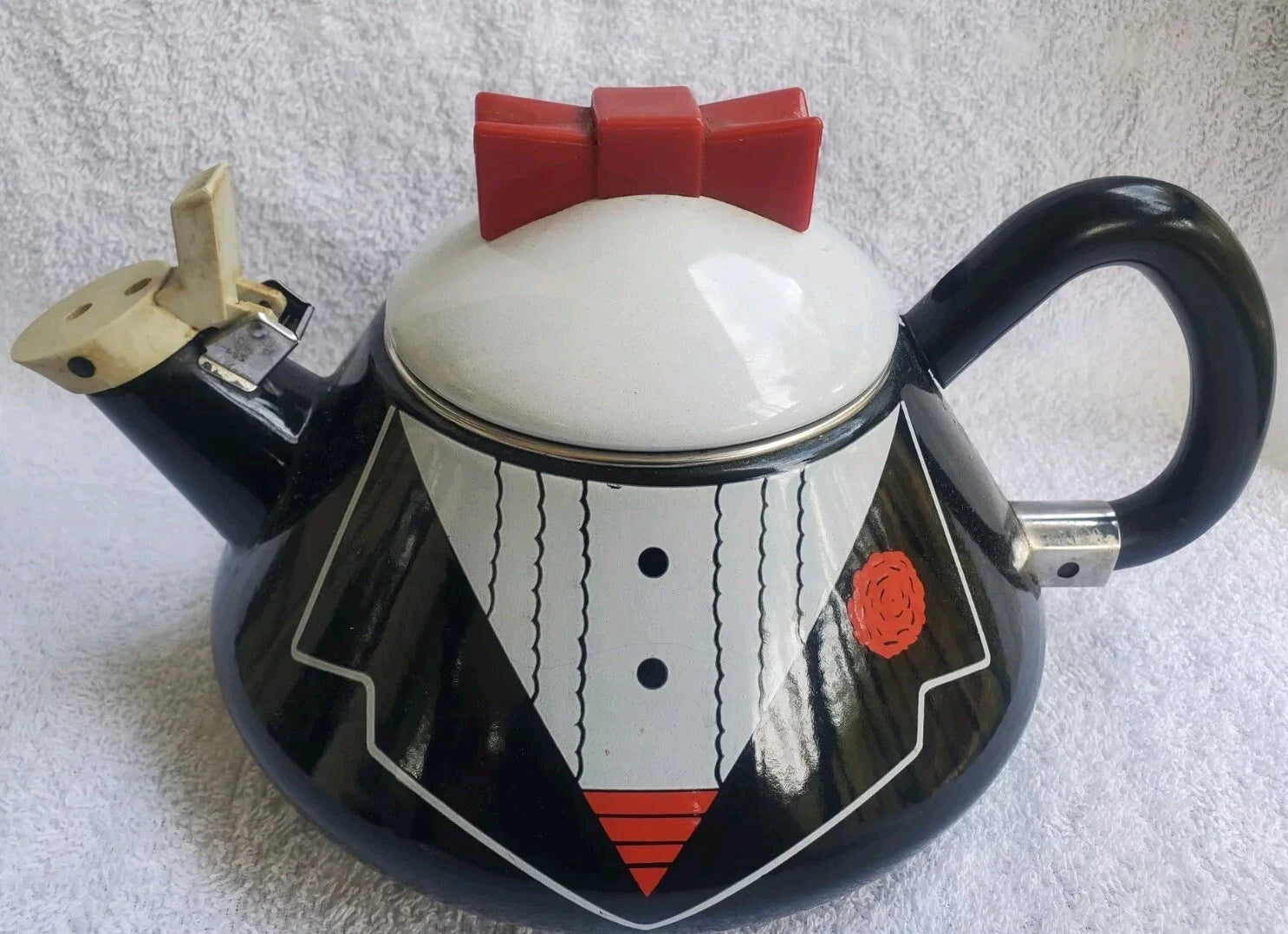 Enamel Teapot M Kamenstein Bowtie and Lapels Pre-owned Condition | eBay