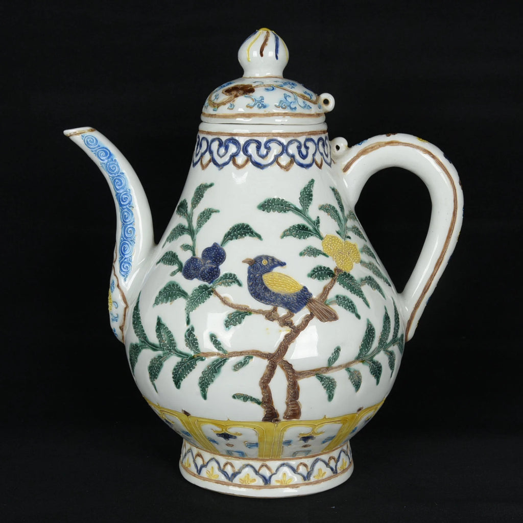 10.2" Old dynasty Porcelain yongle mark colour enamels flower bird Fruits Teapot | eBay
