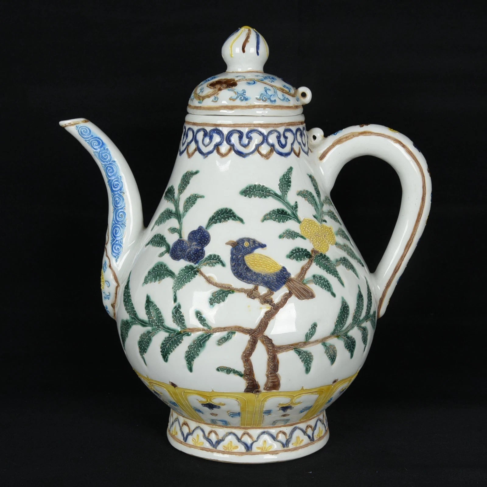 10.2" Old dynasty Porcelain yongle mark colour enamels flower bird Fruits Teapot | eBay