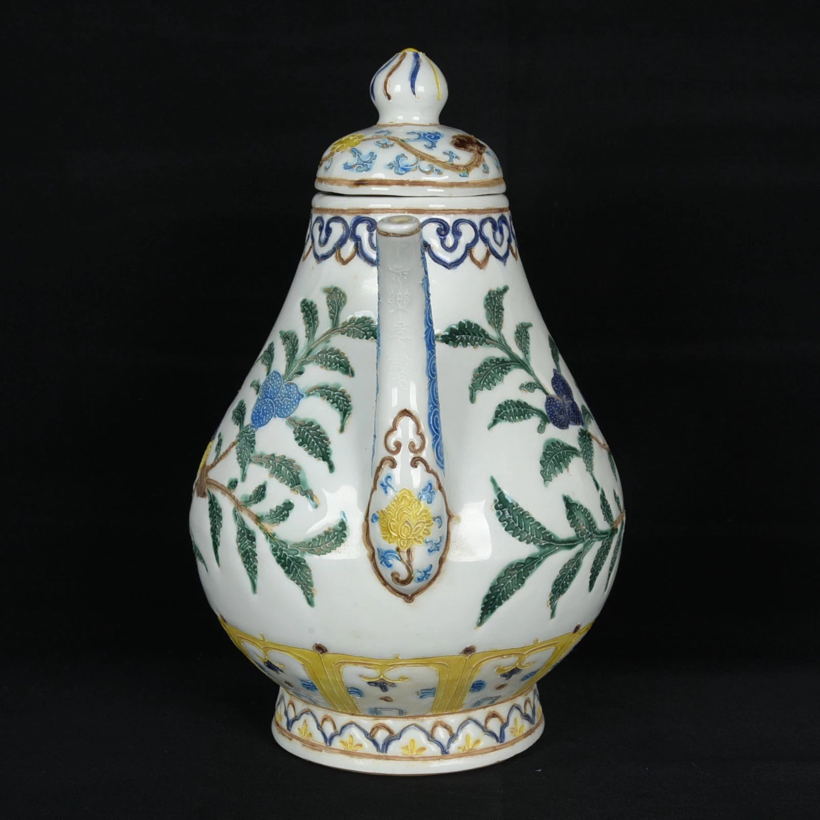 10.2" Old dynasty Porcelain yongle mark colour enamels flower bird Fruits Teapot | eBay