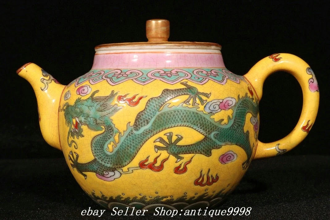 5.9"Old Qing Dynasty Enamel Color Porcelain Dragon Wine Tea Pot Flagon | eBay