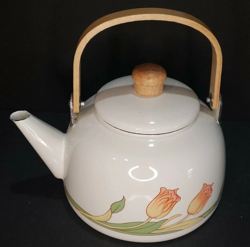 Vintage Tulip Enamel Tea Pot - Gourmet Kitchen by Himark - Tiawan | eBay