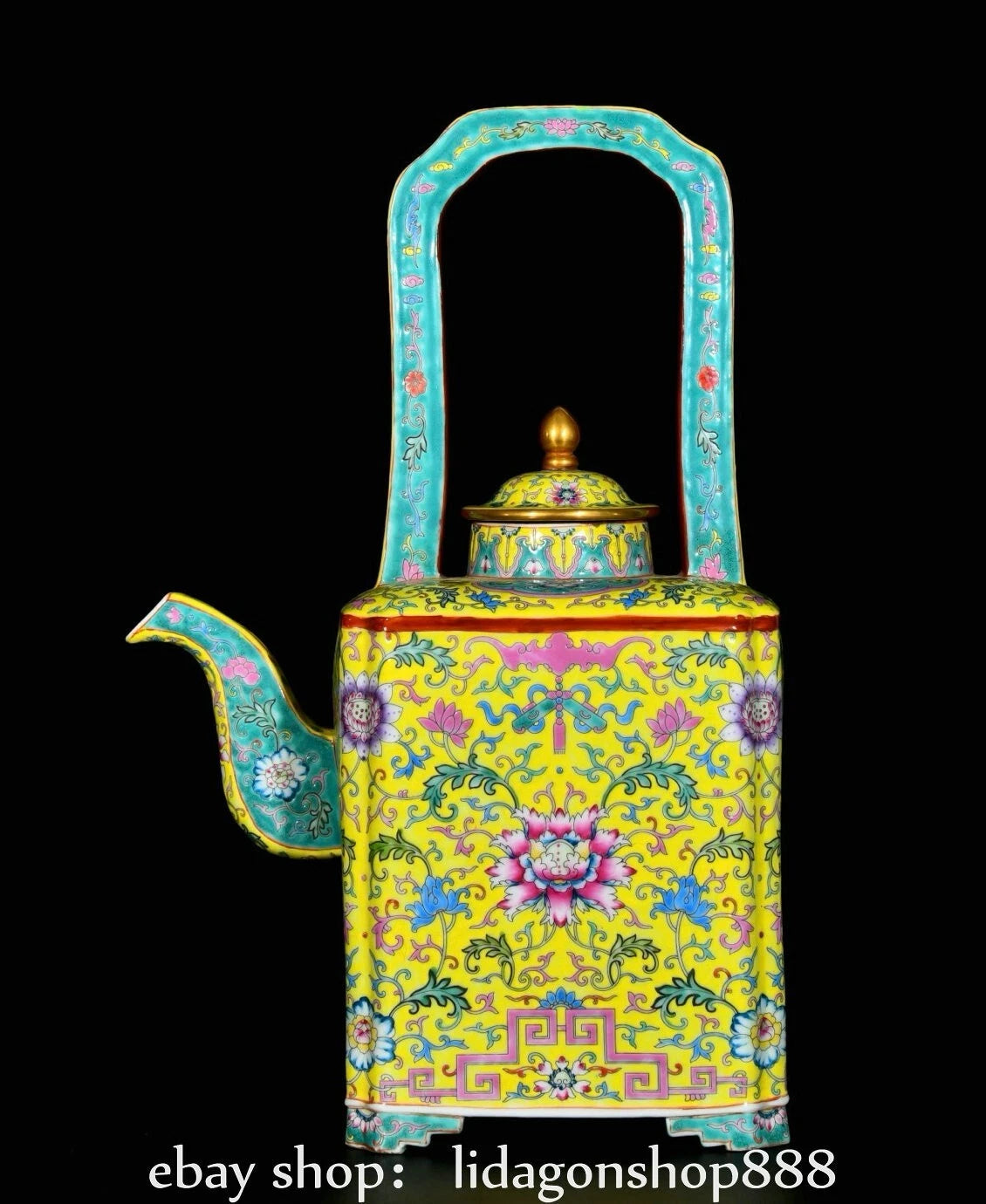 16.4" Yongzheng Marked Enamel Porcelain Flower Leaf Pattern Wine Teapot | eBay