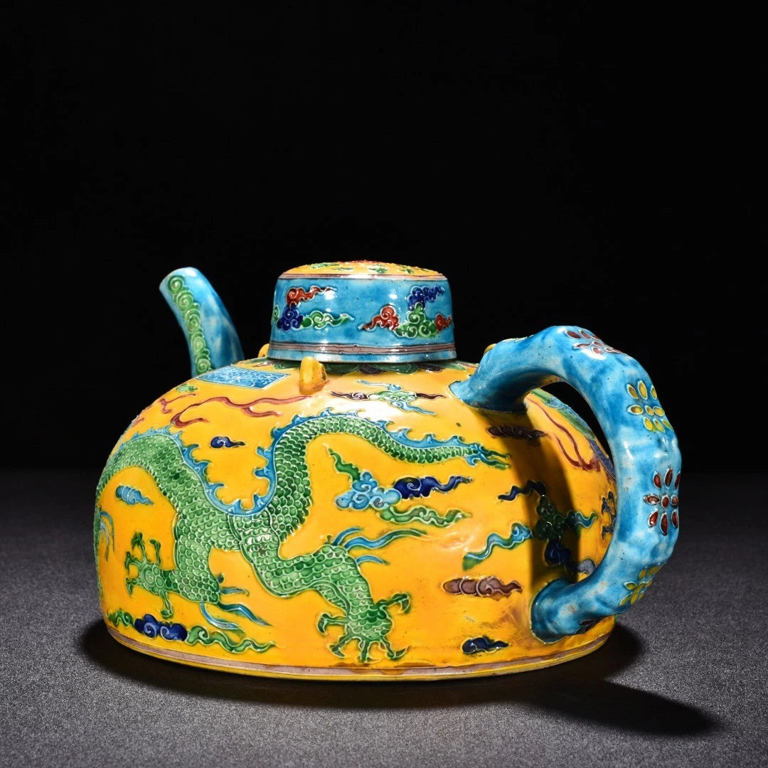 10.2" Old Antique Ming Yongle Mark Porcelain Colour Enamels Bamboo Joint Teapot | eBay