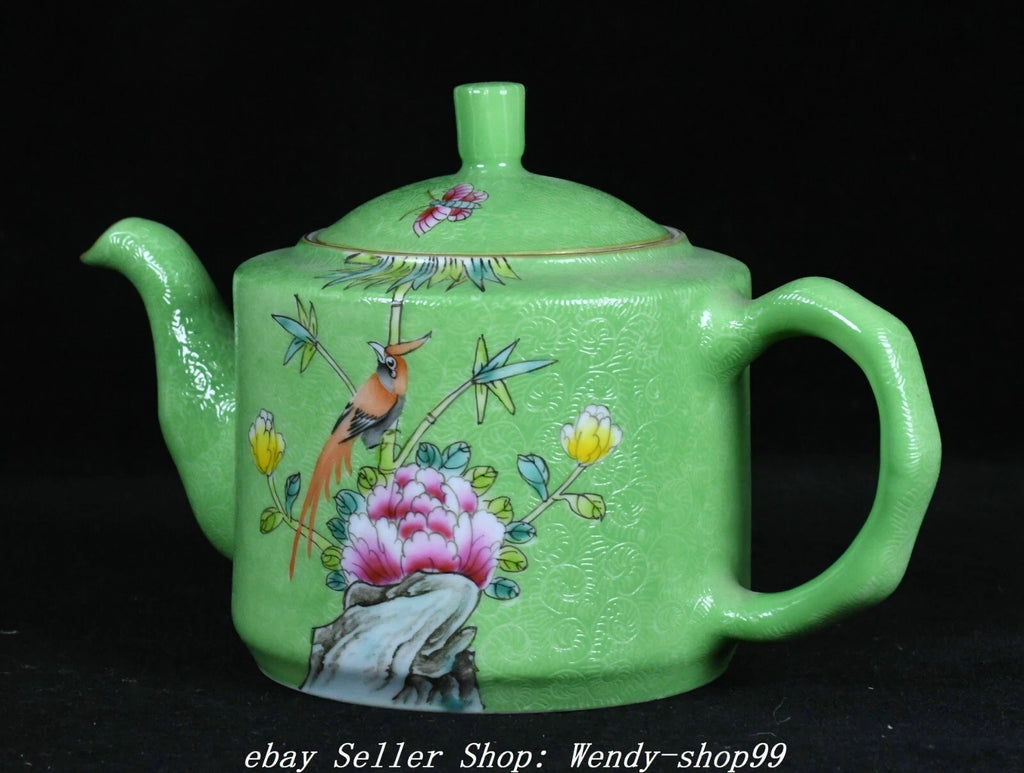 Qianlong Marked Colour Enamel Porcelain Gilt Peony Flower Bird Teapot Teakettle | eBay