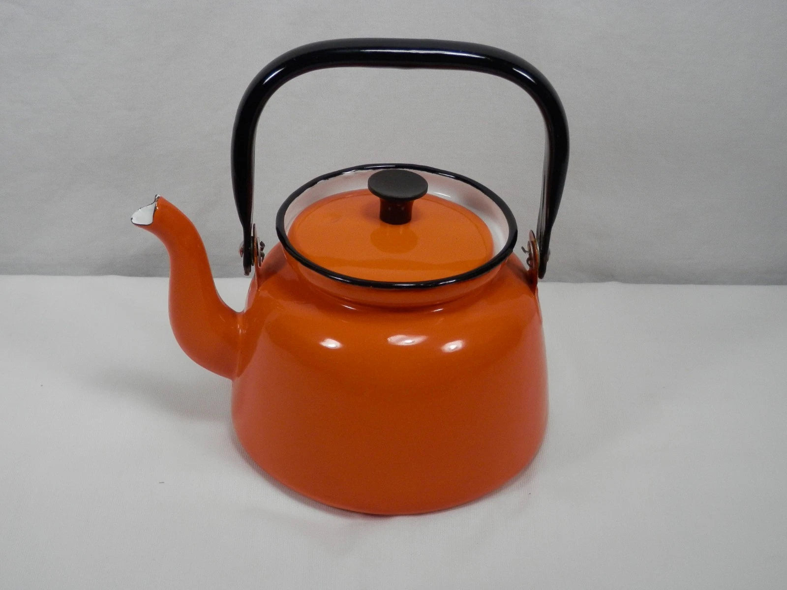 Huta Silesia Orange Enameled Tea Kettle Excellent Vintage retro teapot | eBay