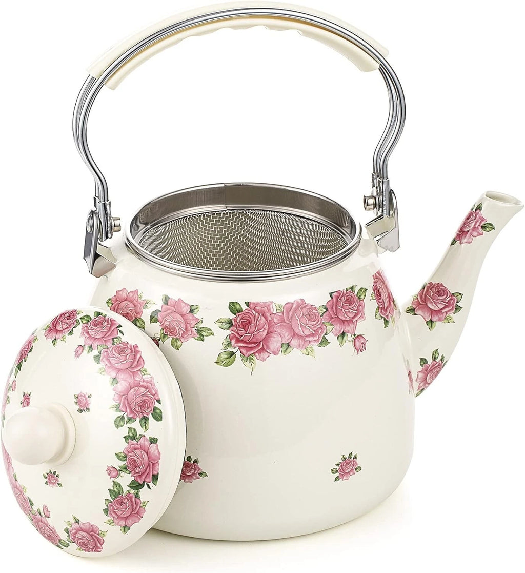 Elegant Porcelain Tea Kettle - 3.3L Enamel Teapot with Whistling Feature | eBay