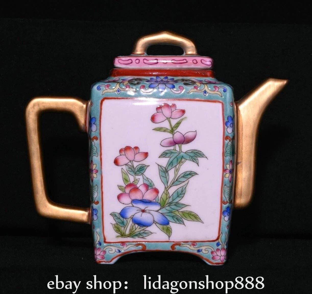 9.4" Yongzheng Marked Enamel Porcelain Gilt Flower Pattern Teapot Cup Plate Set | eBay
