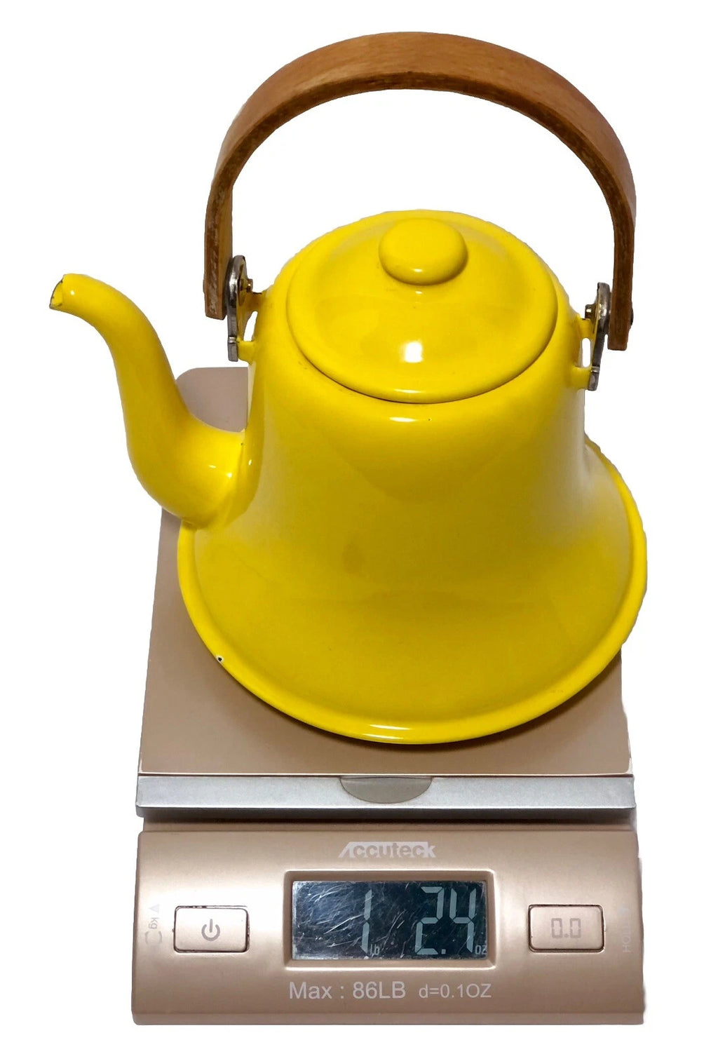 Vintage MCM Vibrant Yellow Enamel Tea Pot Teak Bent Wood Handle | eBay