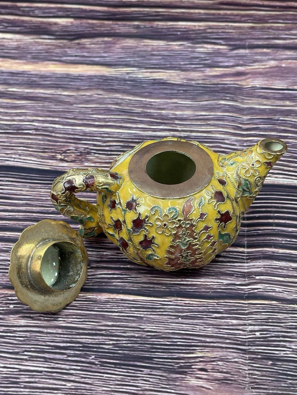 VTG Multi-Colored Cloisonné Miniature Tea Pot With Floral Design | eBay