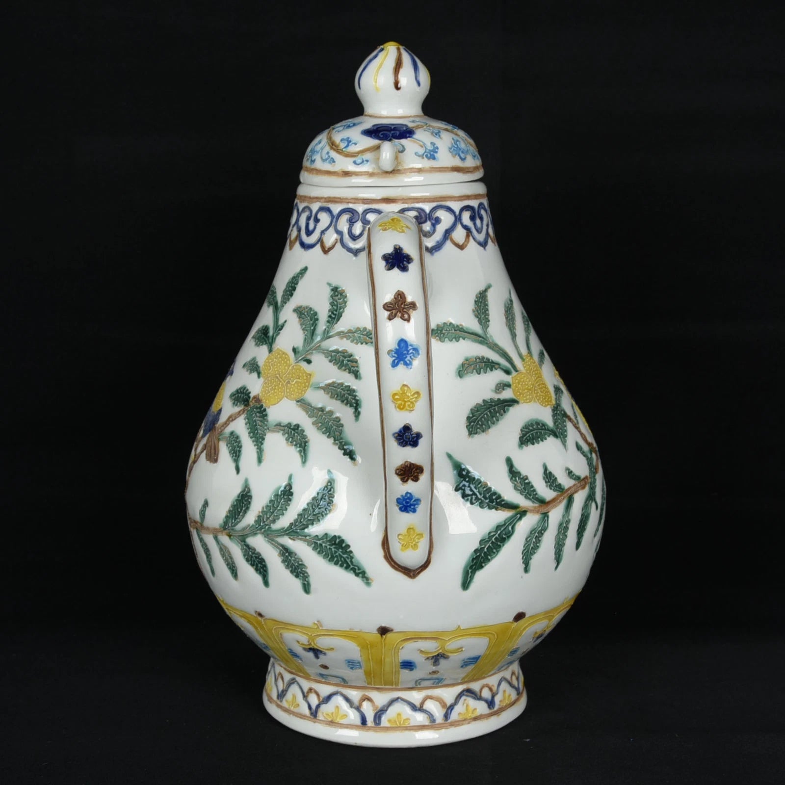 10.2" Old dynasty Porcelain yongle mark colour enamels flower bird Fruits Teapot | eBay