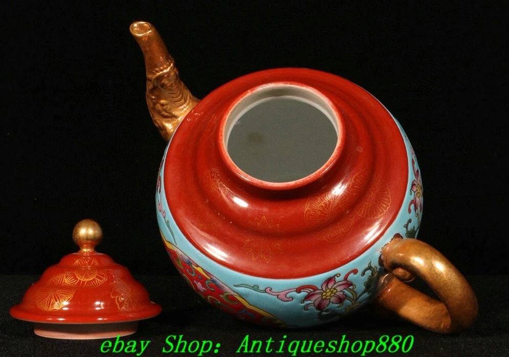 Qianlong Enamel Colour Porcelain Gilt Dragon Beast Head Pattern Teapot Teakettle | eBay