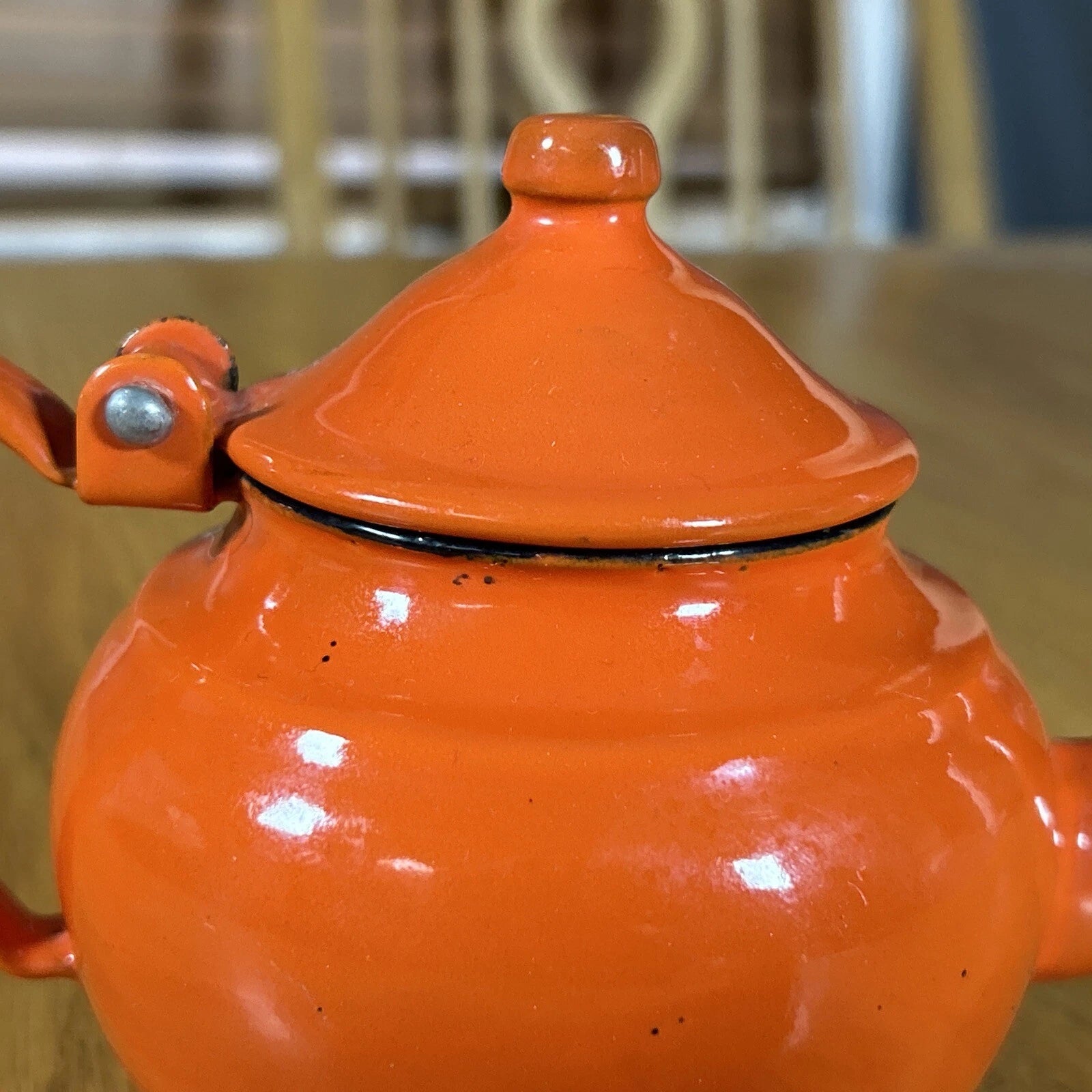 Vintage Teapot Porcelain Enamel Goose Neck Orange Small With Lid Japanese | eBay