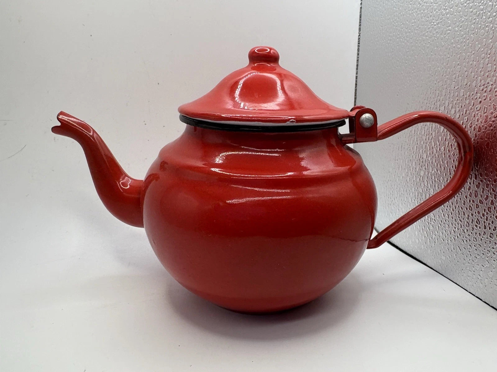 Vintage 60s Red French Enamelware Teapot Kettle 3 Cups .7 Liters | eBay