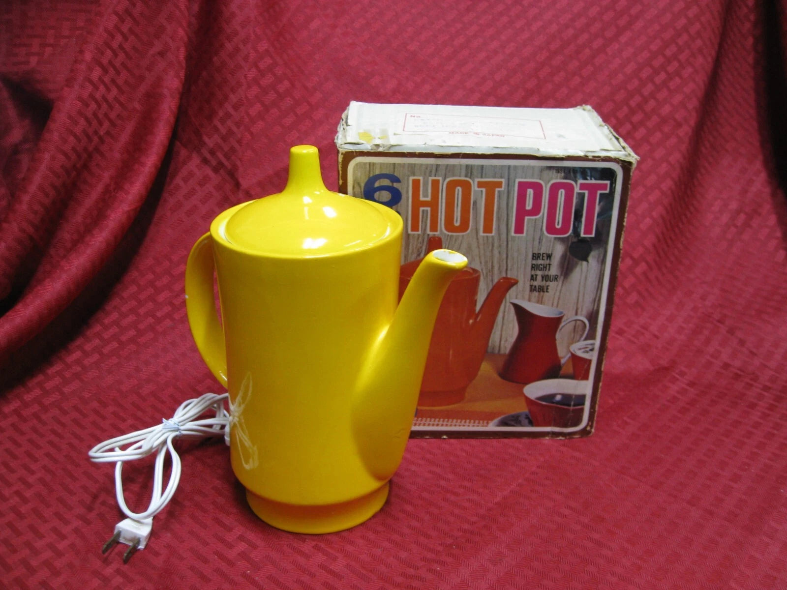 Vintage retro NEVCO 6 Cup Hotpot Yellow porcelain enamel tea pot +box Japan RARE | eBay