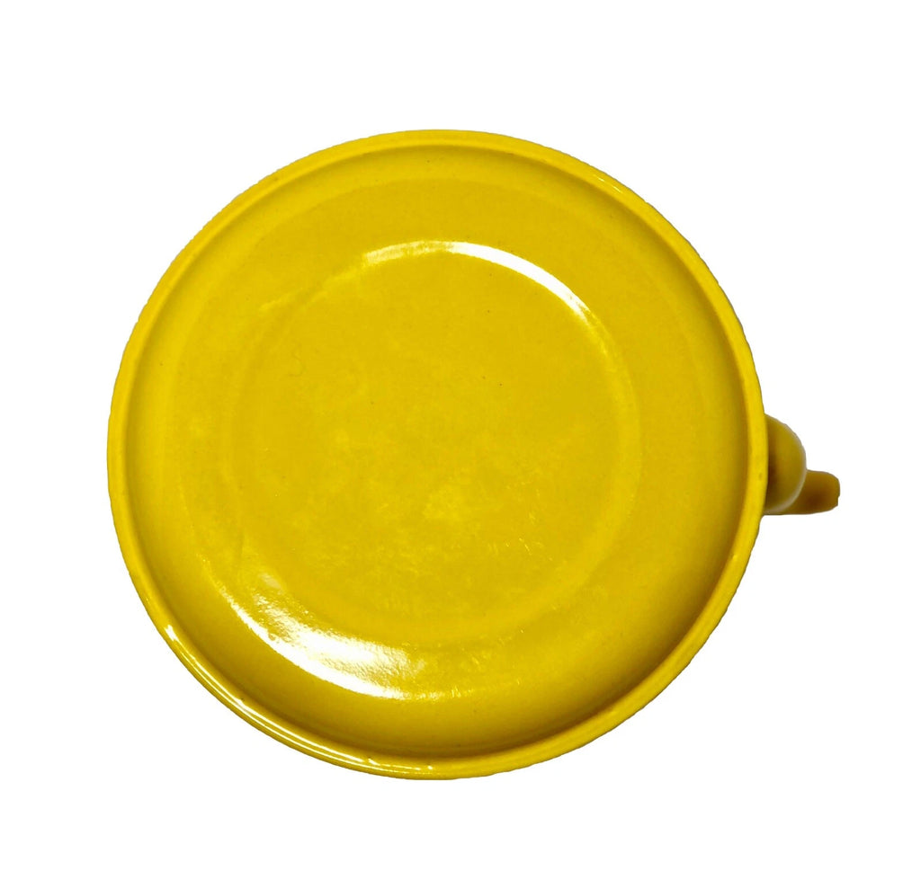 Vintage MCM Vibrant Yellow Enamel Tea Pot Teak Bent Wood Handle | eBay