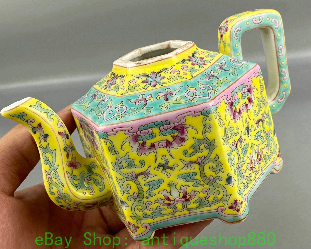 6'' Yongzheng Marked Yellow Glaze Enamel Colour Porcelain Wine Tea Pot Flagon | eBay