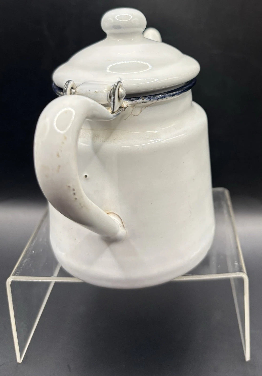 Vintage Miniature White Enamel Teapot Small Tea Kettle w/ Hinged Lid | eBay