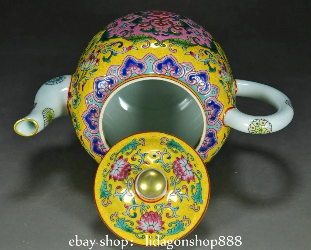 7.2" Yongzheng Marked Enamel Porcelain Flower Leaf Words Pattern Wine Tea Pot | eBay