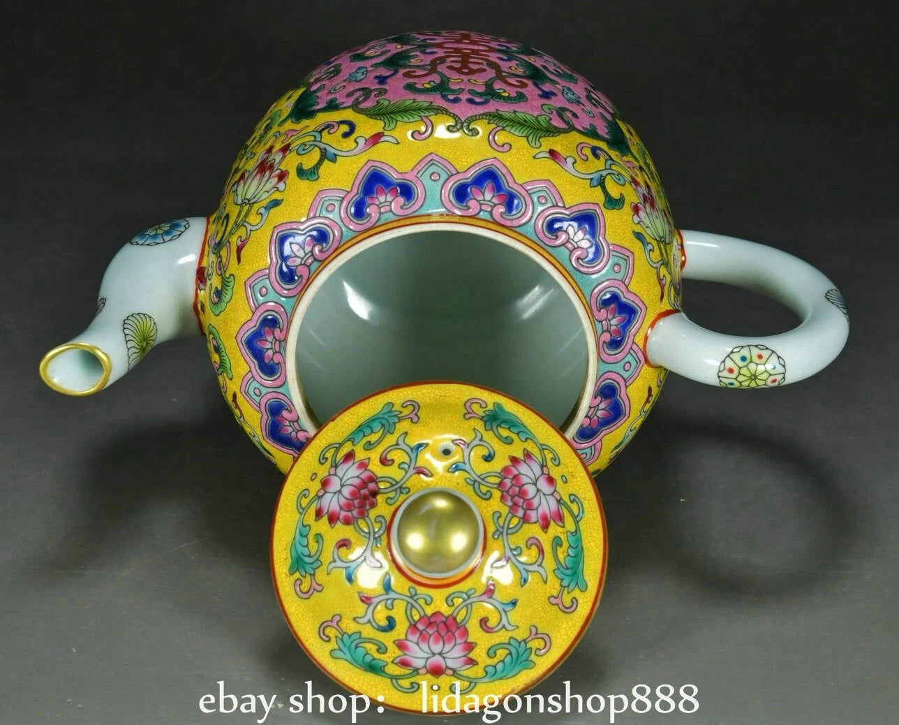 7.2" Yongzheng Marked Enamel Porcelain Flower Leaf Words Pattern Wine Tea Pot | eBay