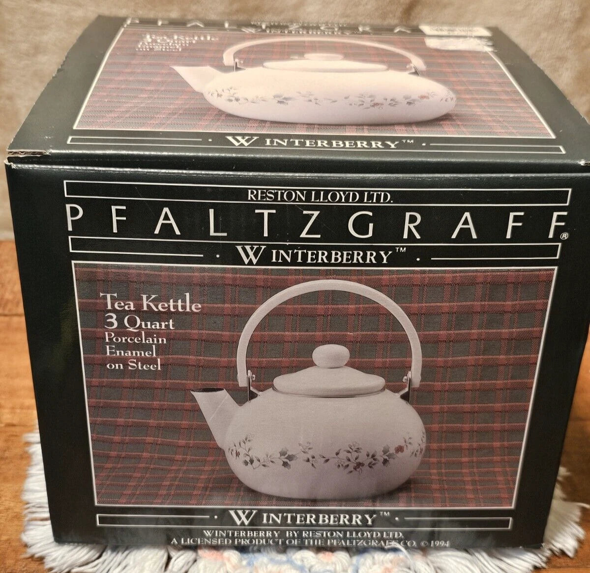 New In Box Pfaltzgraff Winterberry White 3--Quart Enamel on Steel Tea Kettle | eBay