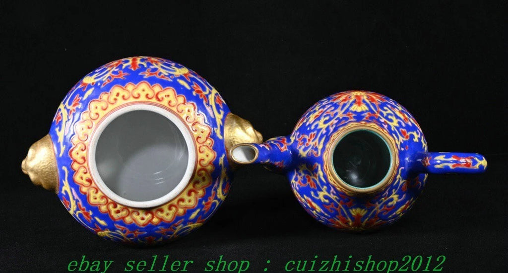 Qianlong Marked Colour Enamel Porcelain Gilt Dragon Beast Gourd Teapot Teakettle | eBay